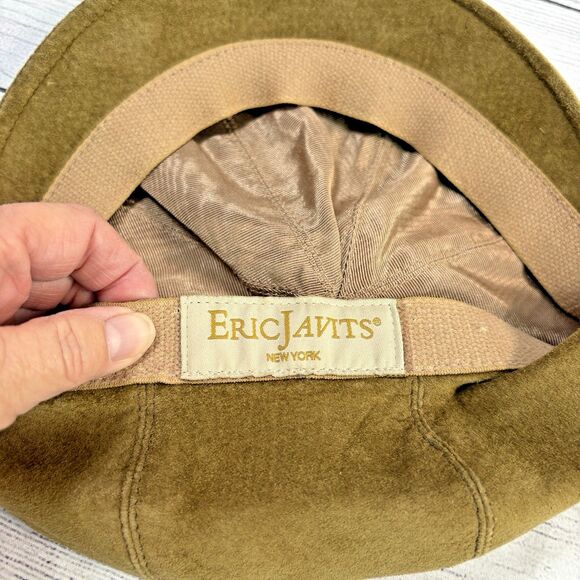 Eric Javits NY Green Newsboy Cap Beret Suede? Lined Slouchy Hat Tam - Picture 5 of 6